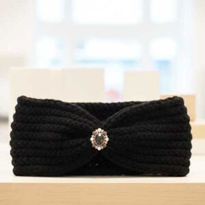 2/$21 Ladies Black Vintage Style Jewel Knitted Winter Headband